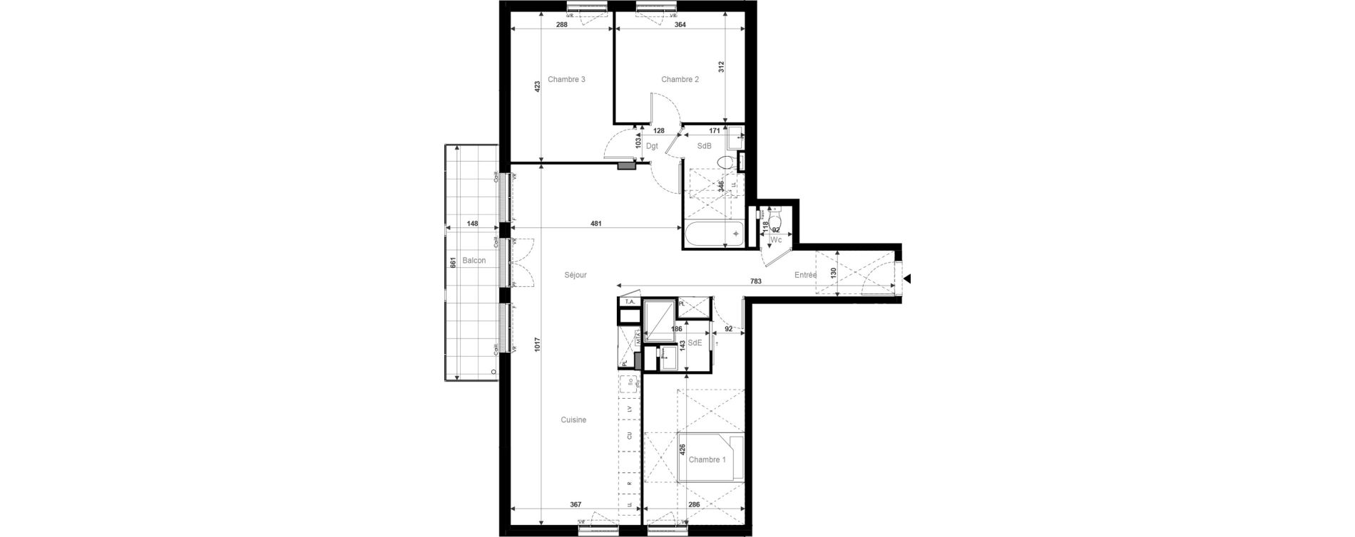 Appartement T4 de 98,40 m2 &agrave; Chartres Madeleine - proust