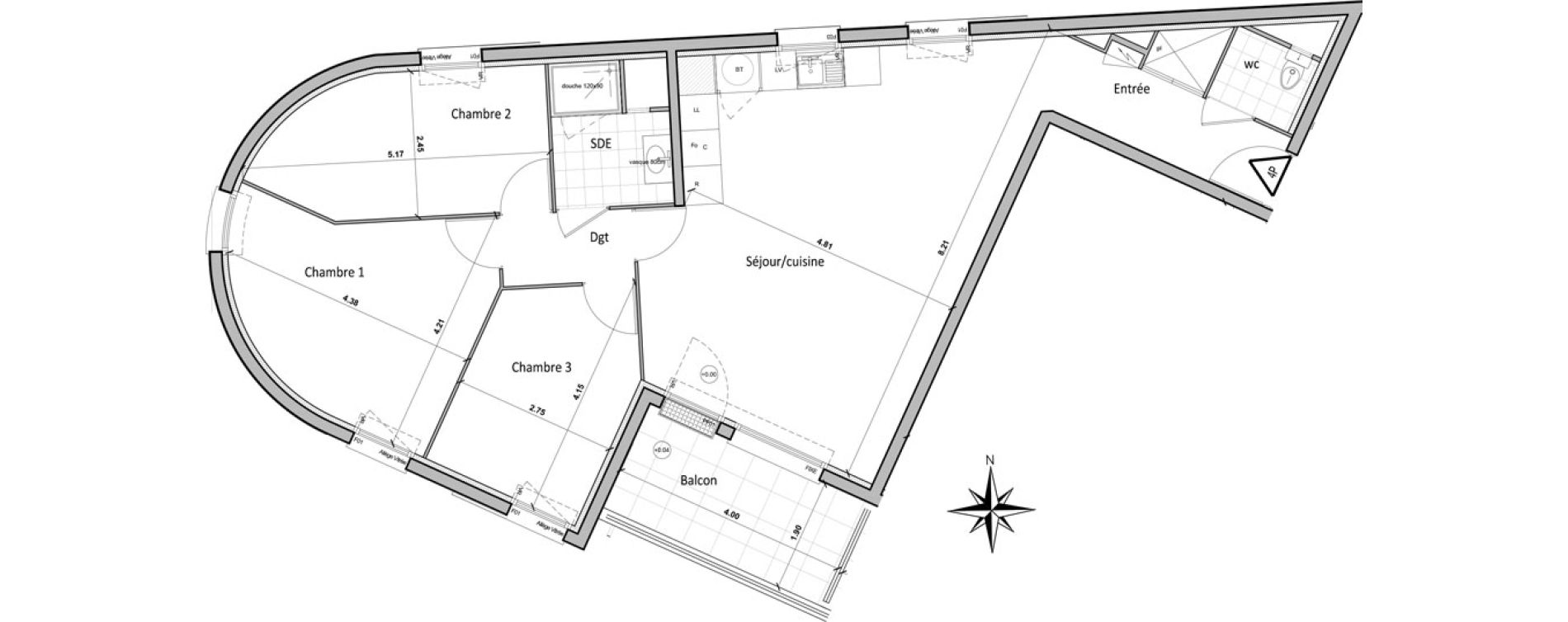 Appartement T4 de 84,00 m2 &agrave; Chartres Saint jean - rechevres - bourgneuf