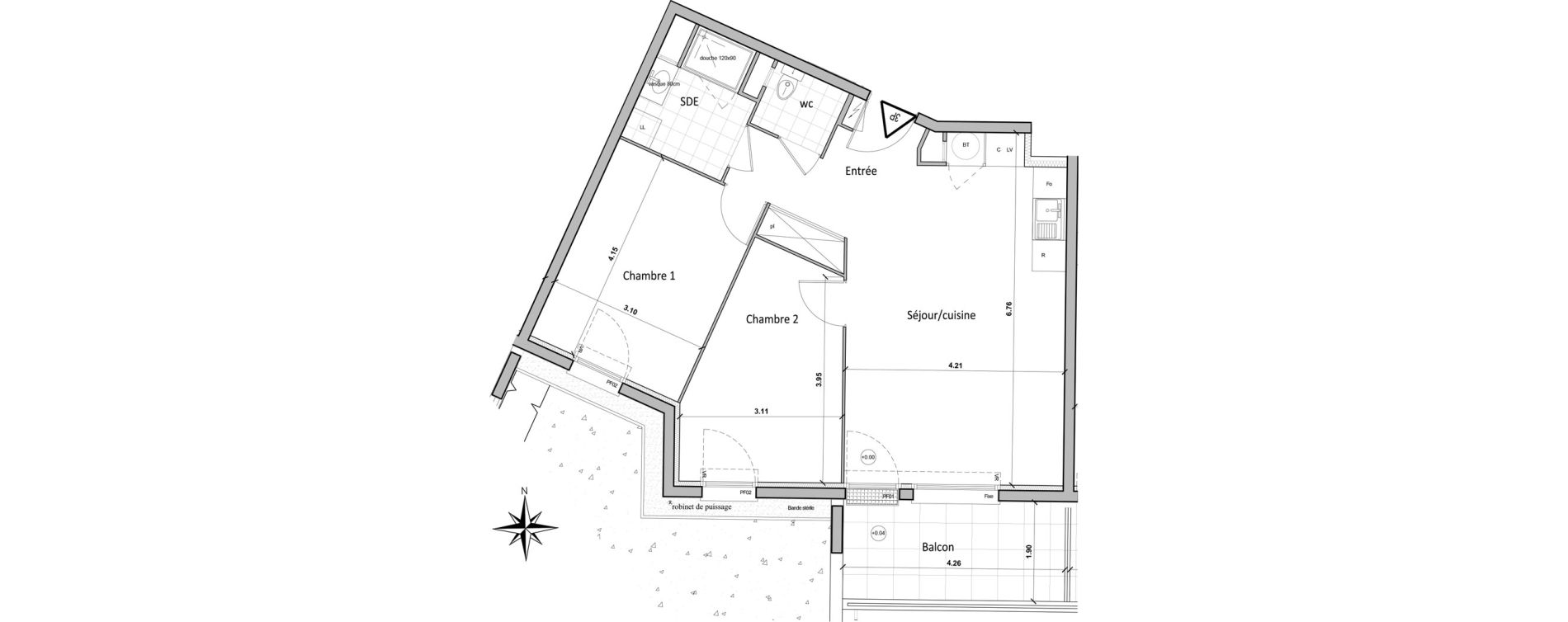 Appartement T3 de 62,30 m2 &agrave; Chartres Saint jean - rechevres - bourgneuf