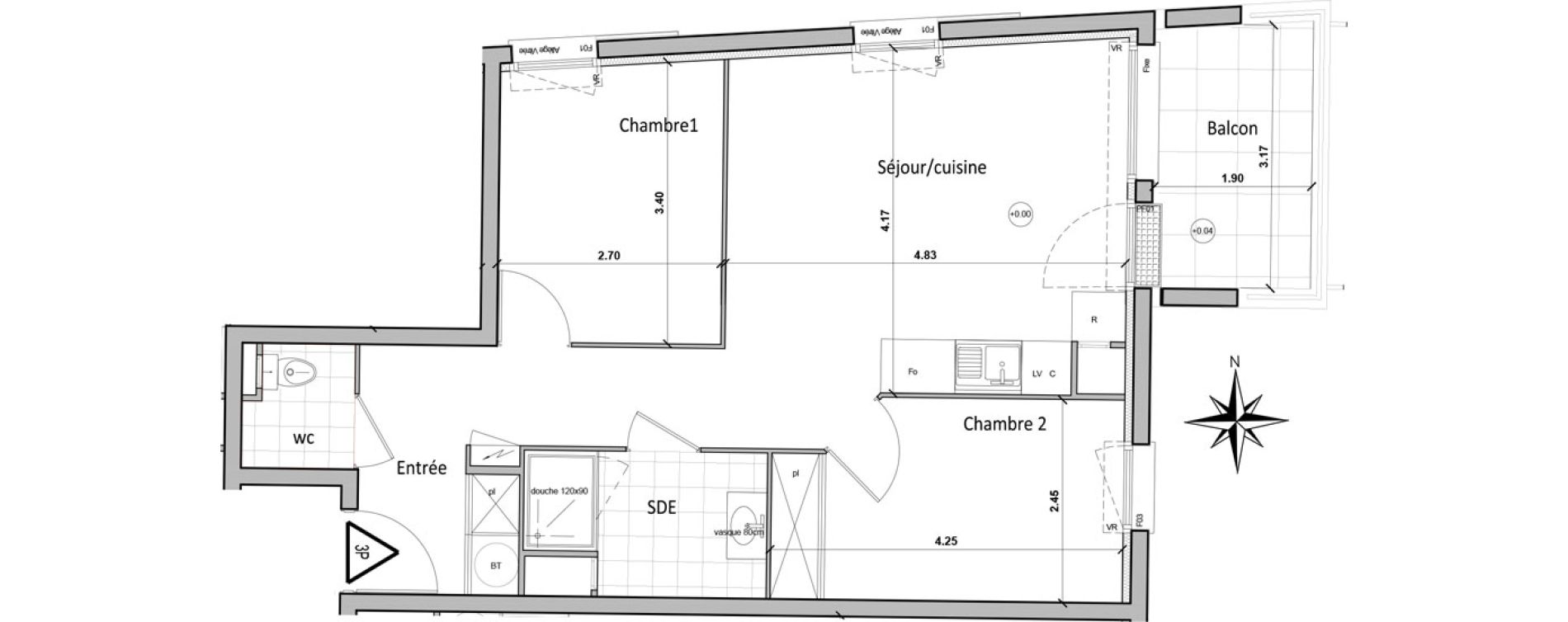 Appartement T3 de 54,50 m2 &agrave; Chartres Saint jean - rechevres - bourgneuf