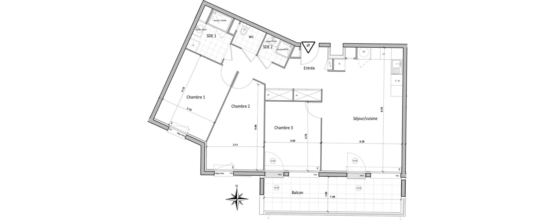 Appartement T4 de 83,50 m2 &agrave; Chartres Saint jean - rechevres - bourgneuf
