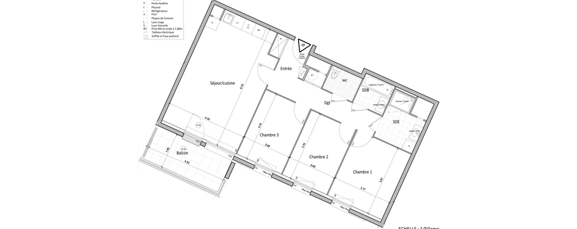 Appartement T4 de 80,50 m2 &agrave; Chartres Saint jean - rechevres - bourgneuf