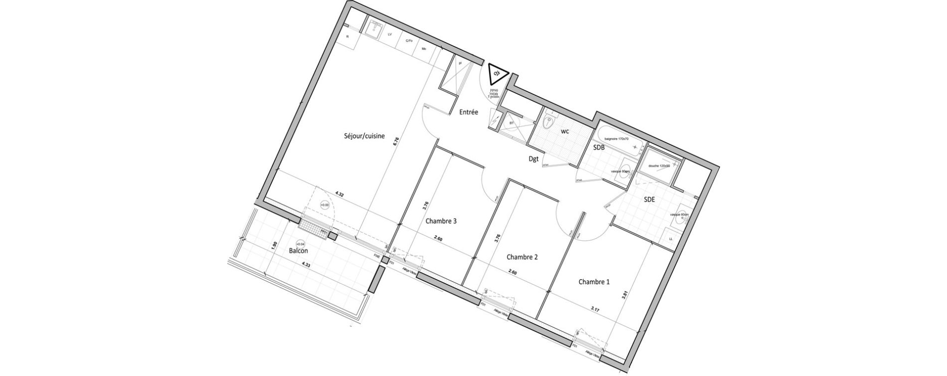 Appartement T4 de 80,50 m2 &agrave; Chartres Saint jean - rechevres - bourgneuf