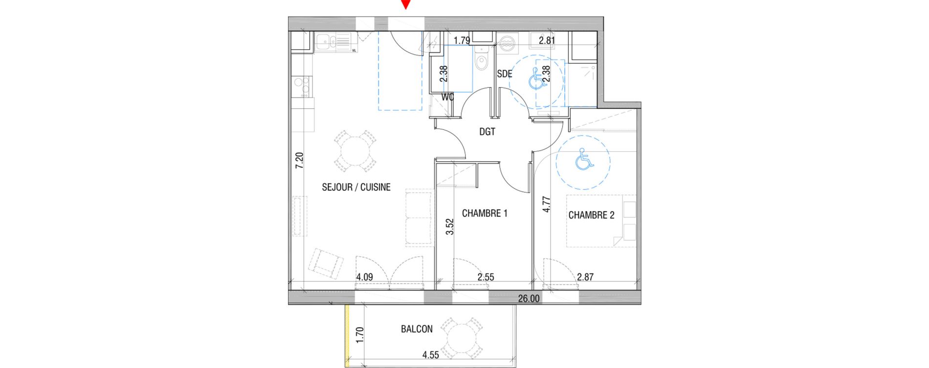 Appartement T3 de 63,90 m2 &agrave; Chartres Beaulieu - clos brette