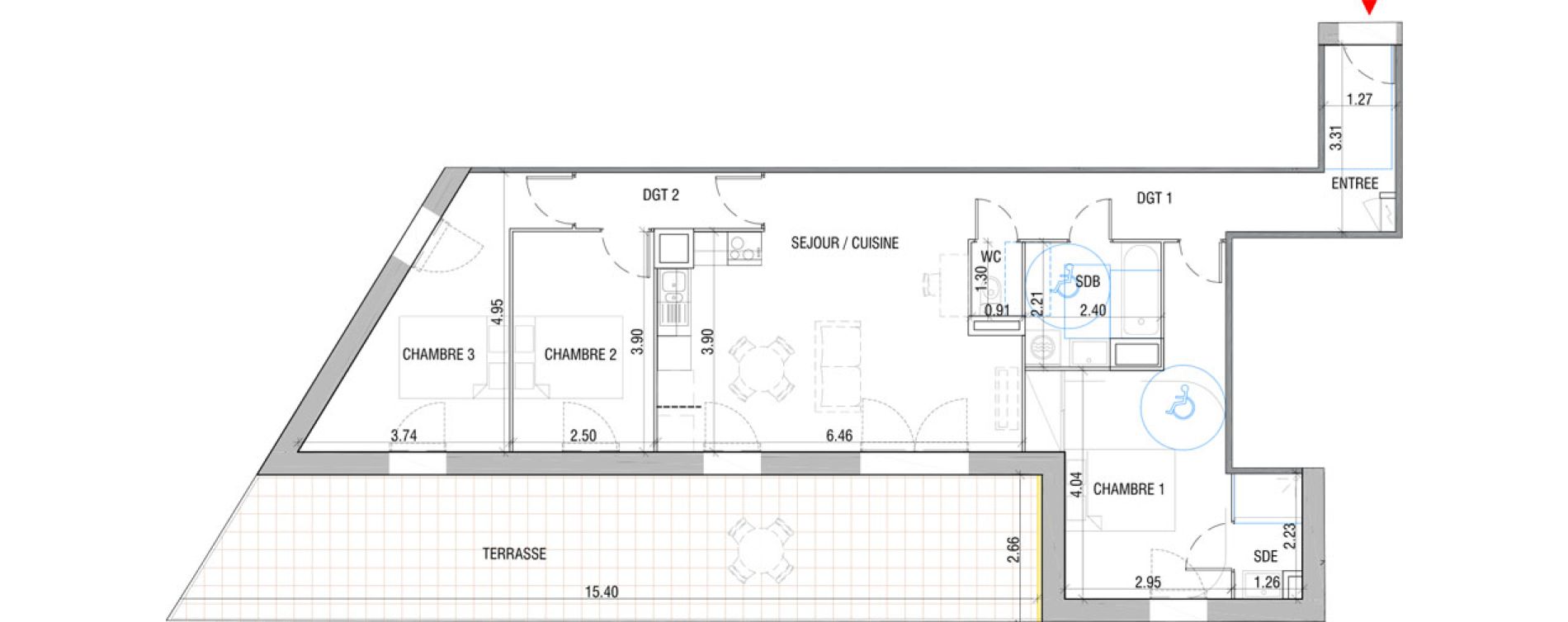 Appartement T4 de 87,20 m2 &agrave; Chartres Beaulieu - clos brette