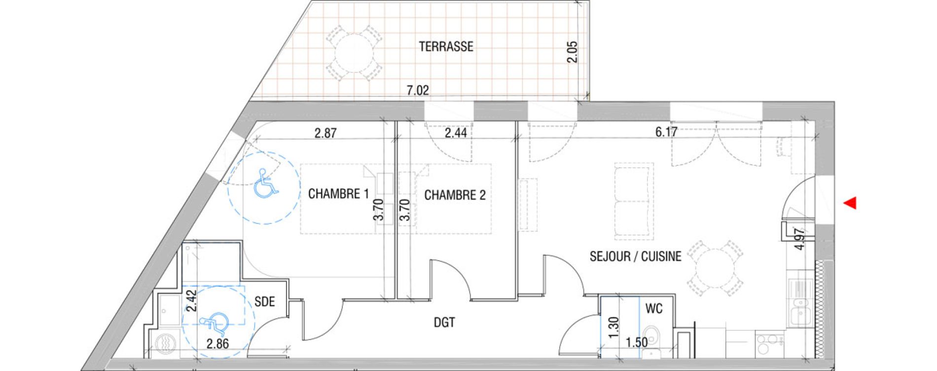 Appartement T3 de 62,20 m2 &agrave; Chartres Beaulieu - clos brette