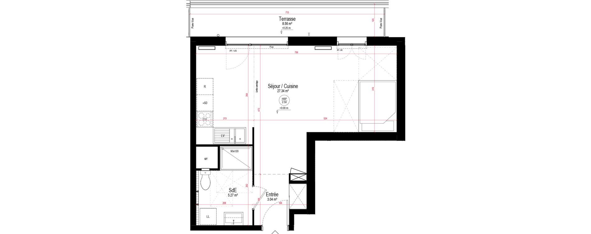 Appartement T1 de 35,65 m2 &agrave; Chartres La roseraie