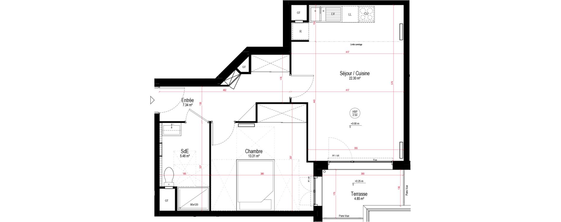 Appartement T2 de 48,41 m2 &agrave; Chartres La roseraie