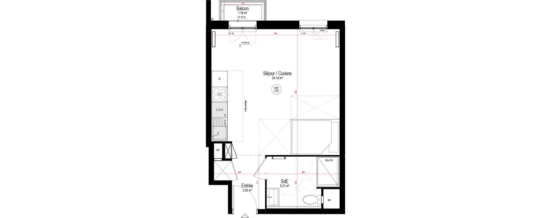 Appartement T1 de 32,70 m2 &agrave; Chartres La roseraie