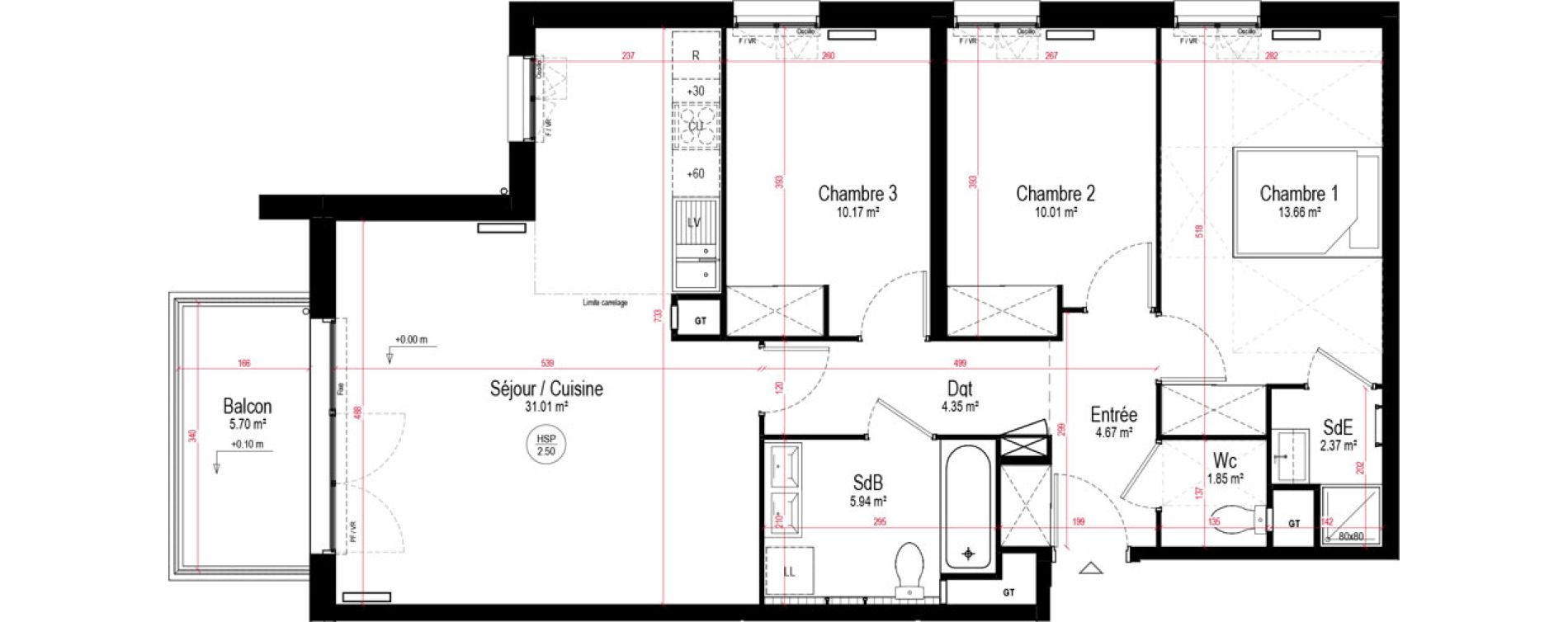 Appartement T4 de 84,03 m2 &agrave; Chartres La roseraie