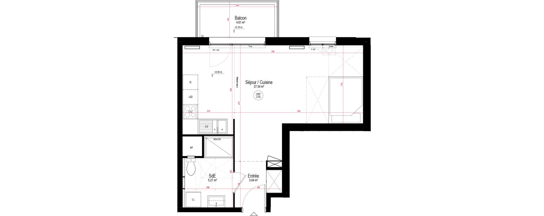 Appartement T1 de 35,65 m2 &agrave; Chartres La roseraie