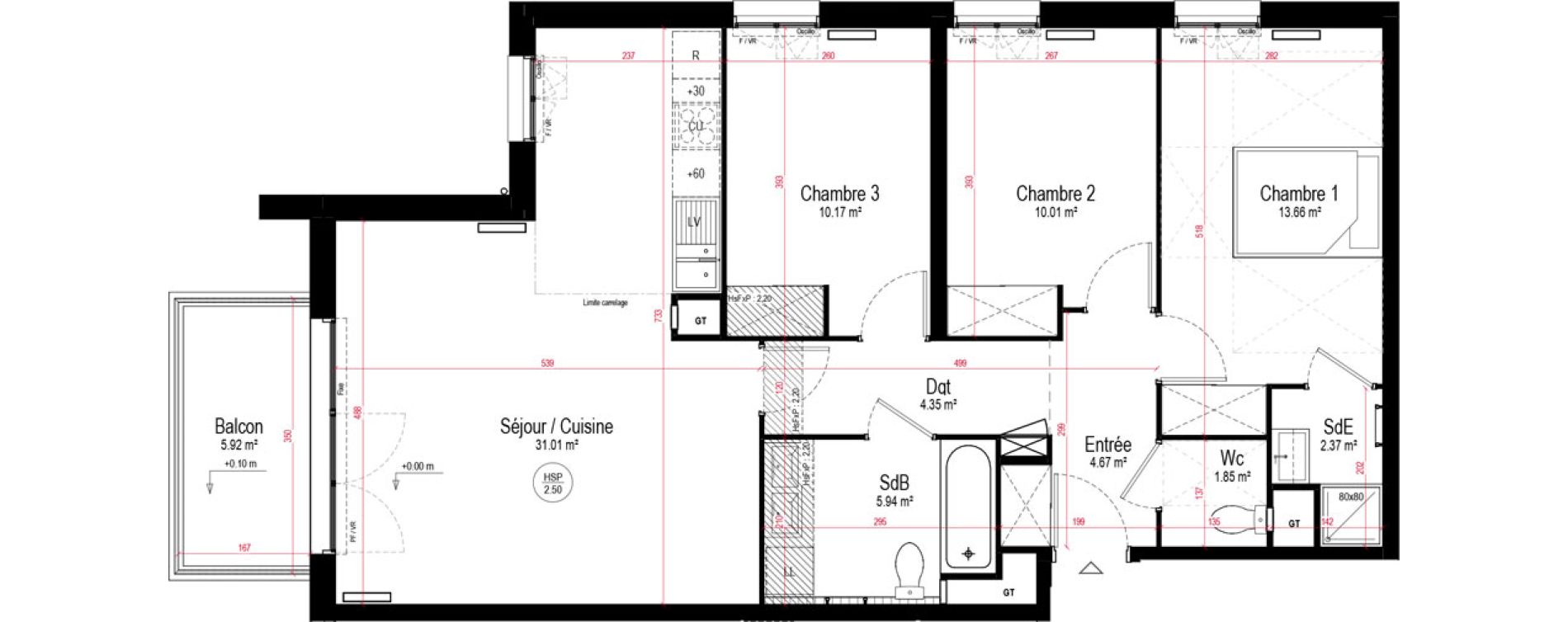 Appartement T4 de 84,03 m2 &agrave; Chartres La roseraie