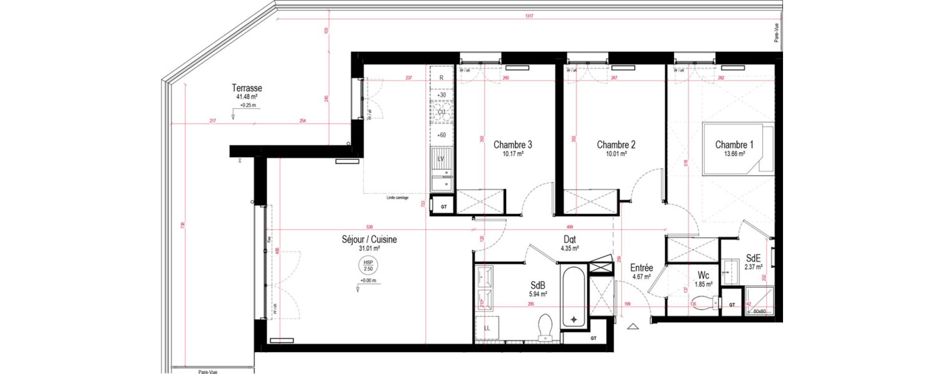 Appartement T4 de 84,03 m2 &agrave; Chartres La roseraie