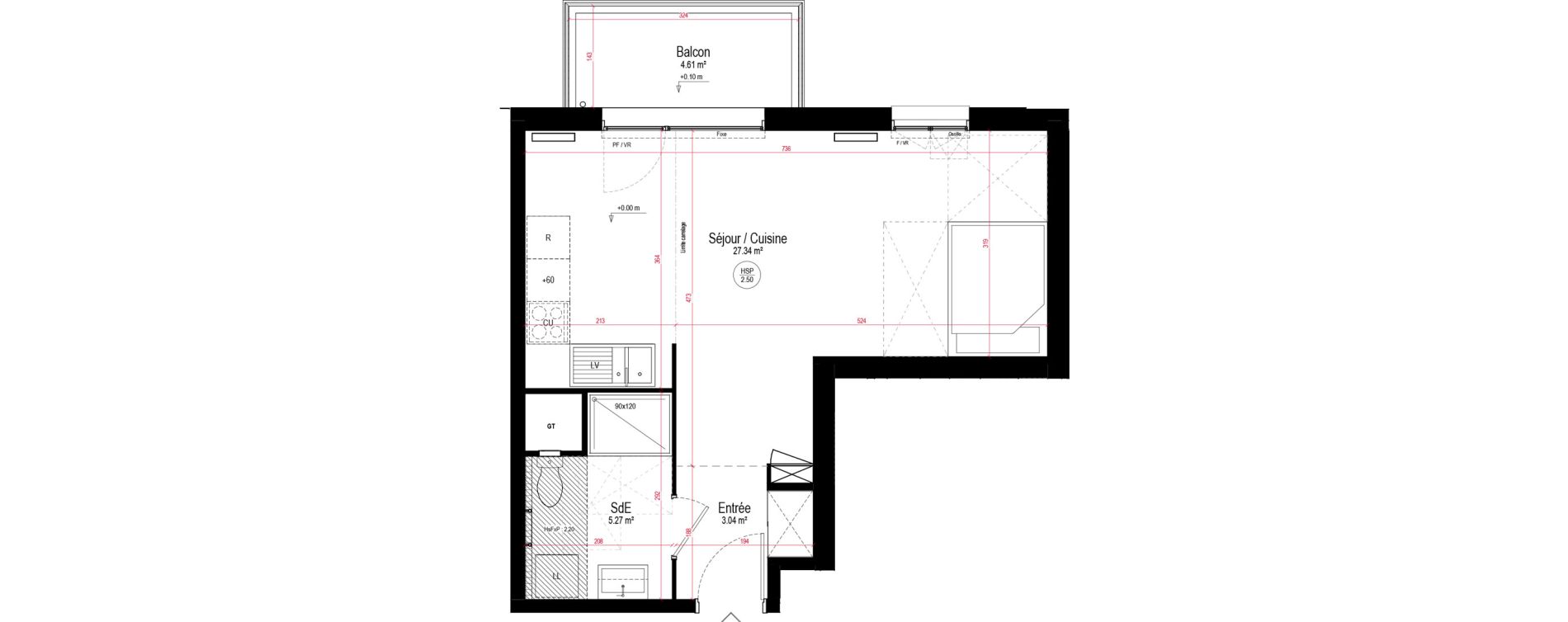 Appartement T1 de 35,65 m2 &agrave; Chartres La roseraie