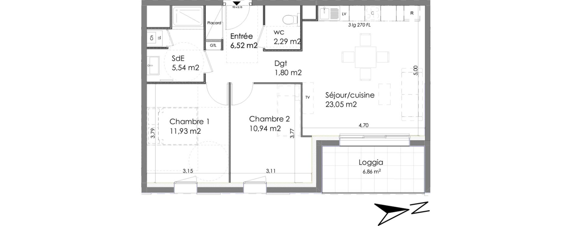 Appartement T3 de 62,07 m2 &agrave; Chartres Saint jean - rechevres - bourgneuf