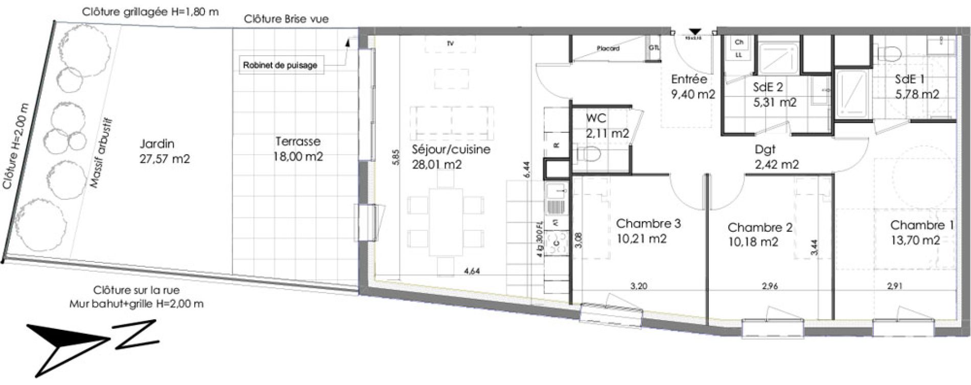 Appartement T4 de 87,12 m2 &agrave; Chartres Saint jean - rechevres - bourgneuf