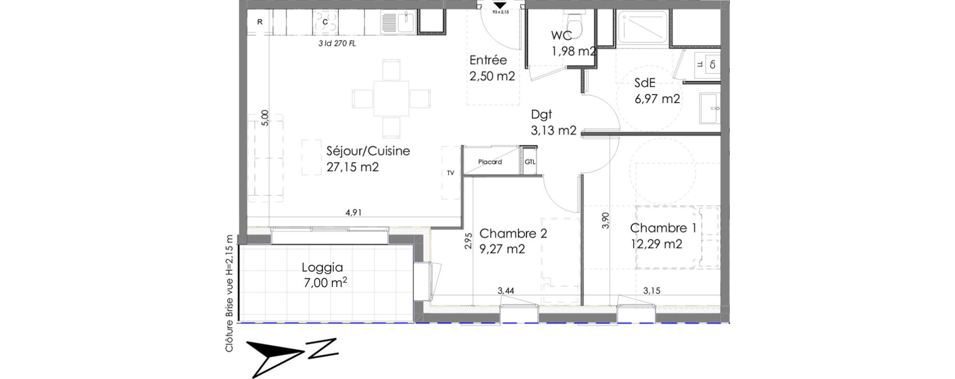 Appartement T3 de 63,29 m2 &agrave; Chartres Saint jean - rechevres - bourgneuf
