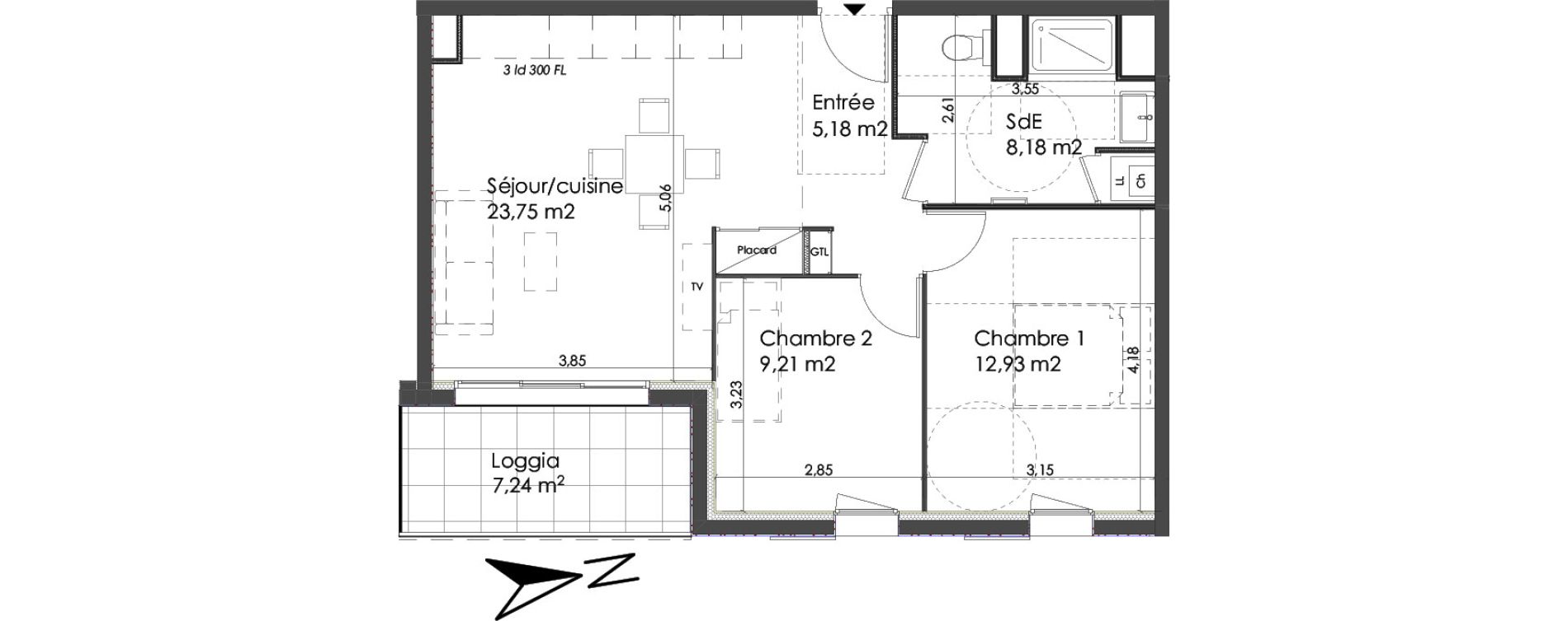 Appartement T3 de 59,25 m2 &agrave; Chartres Saint jean - rechevres - bourgneuf