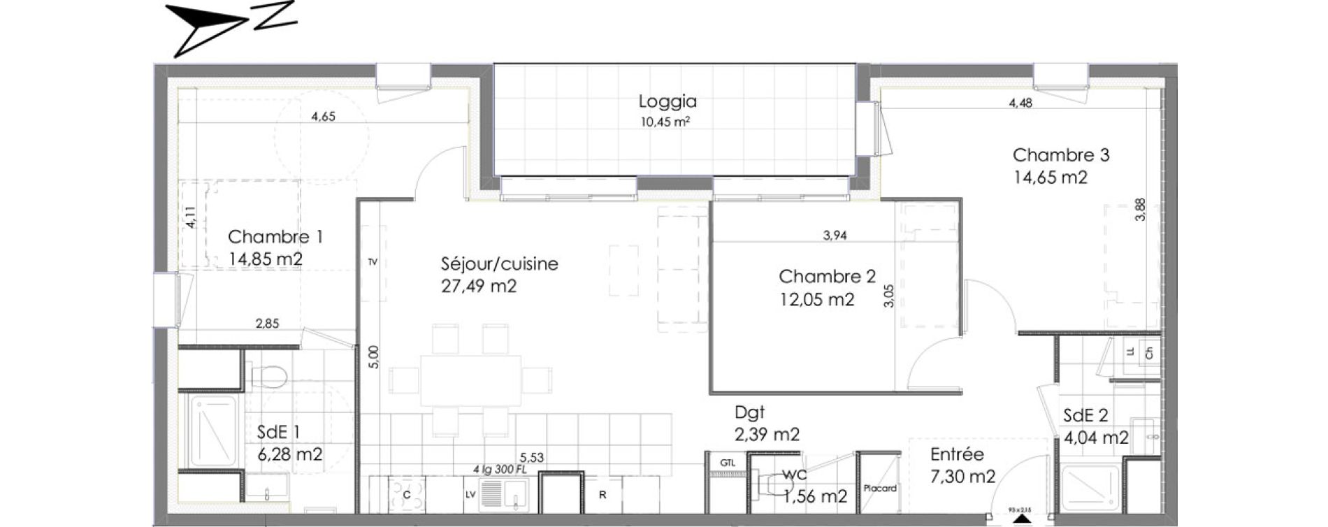 Appartement T4 de 90,61 m2 &agrave; Chartres Saint jean - rechevres - bourgneuf