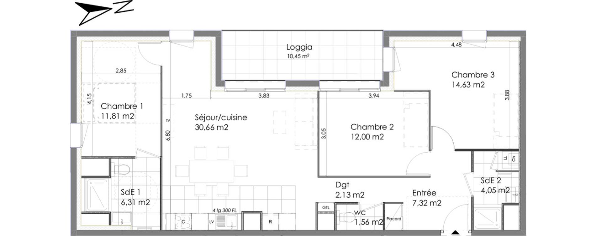 Appartement T4 de 90,47 m2 &agrave; Chartres Saint jean - rechevres - bourgneuf