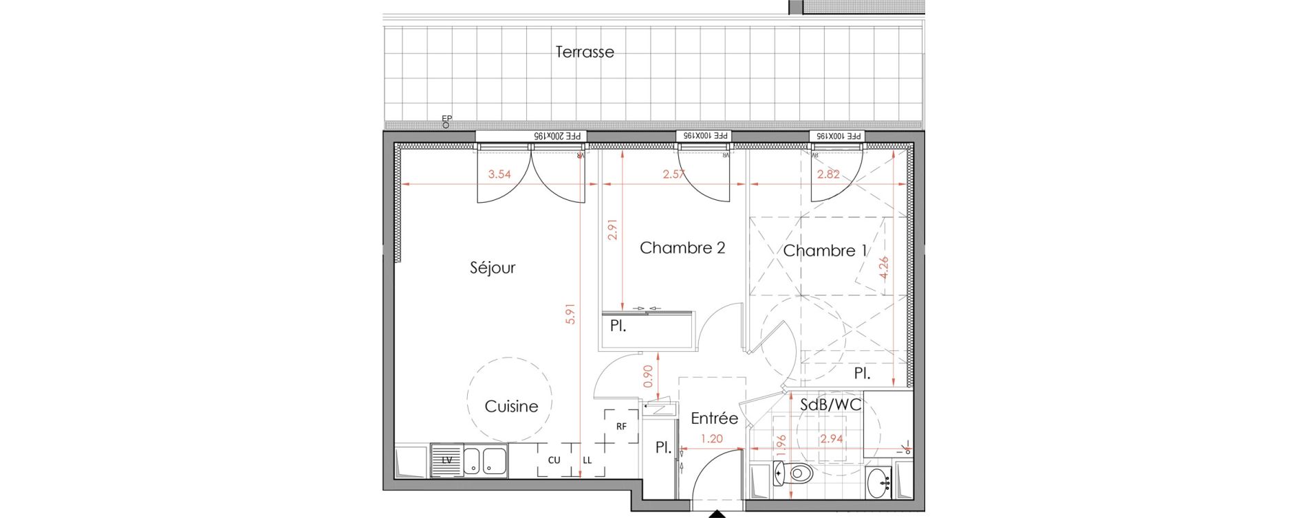 Appartement T3 de 53,39 m2 &agrave; Chartres Coteau d'aboville