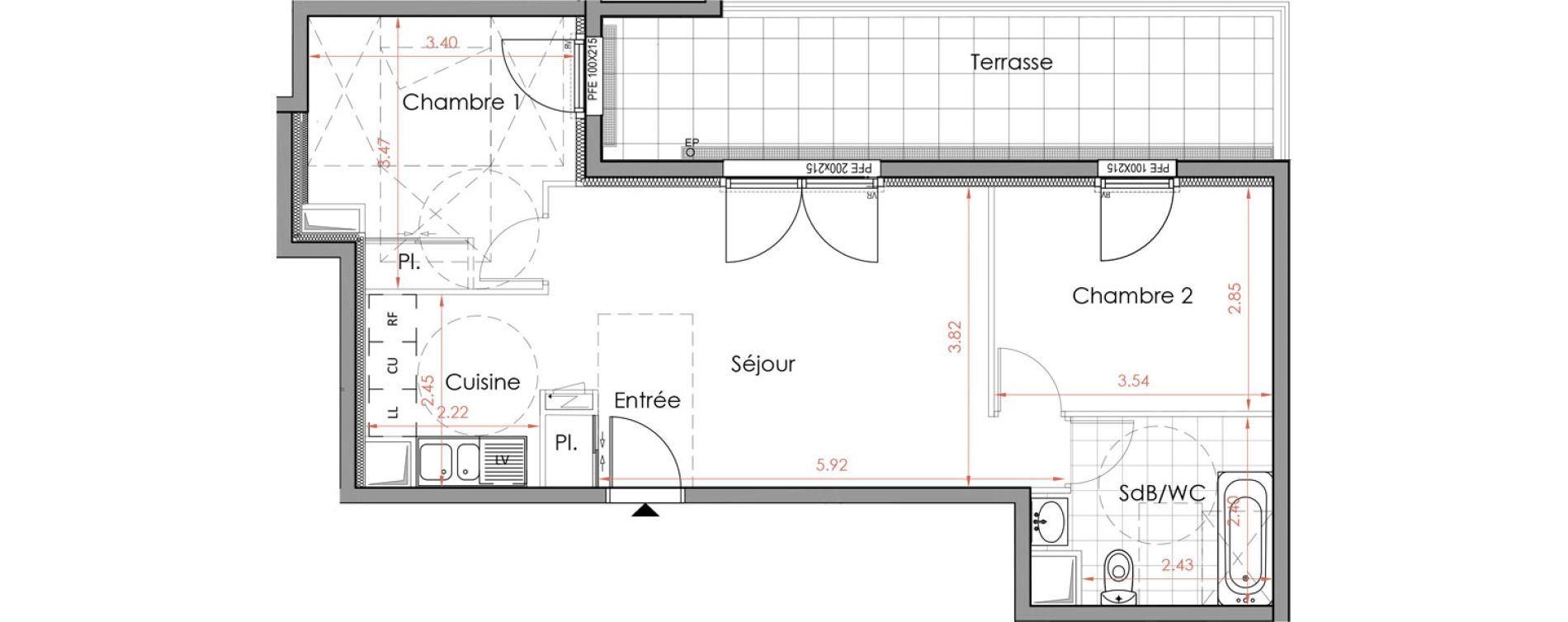 Appartement T3 de 54,14 m2 &agrave; Chartres Coteau d'aboville