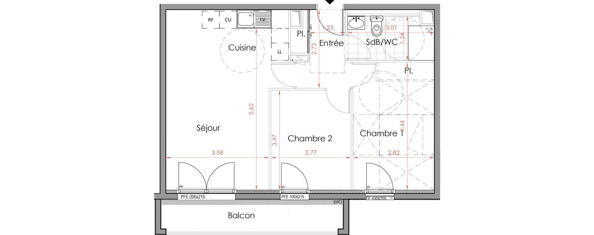 Appartement T3 de 55,58 m2 &agrave; Chartres Coteau d'aboville