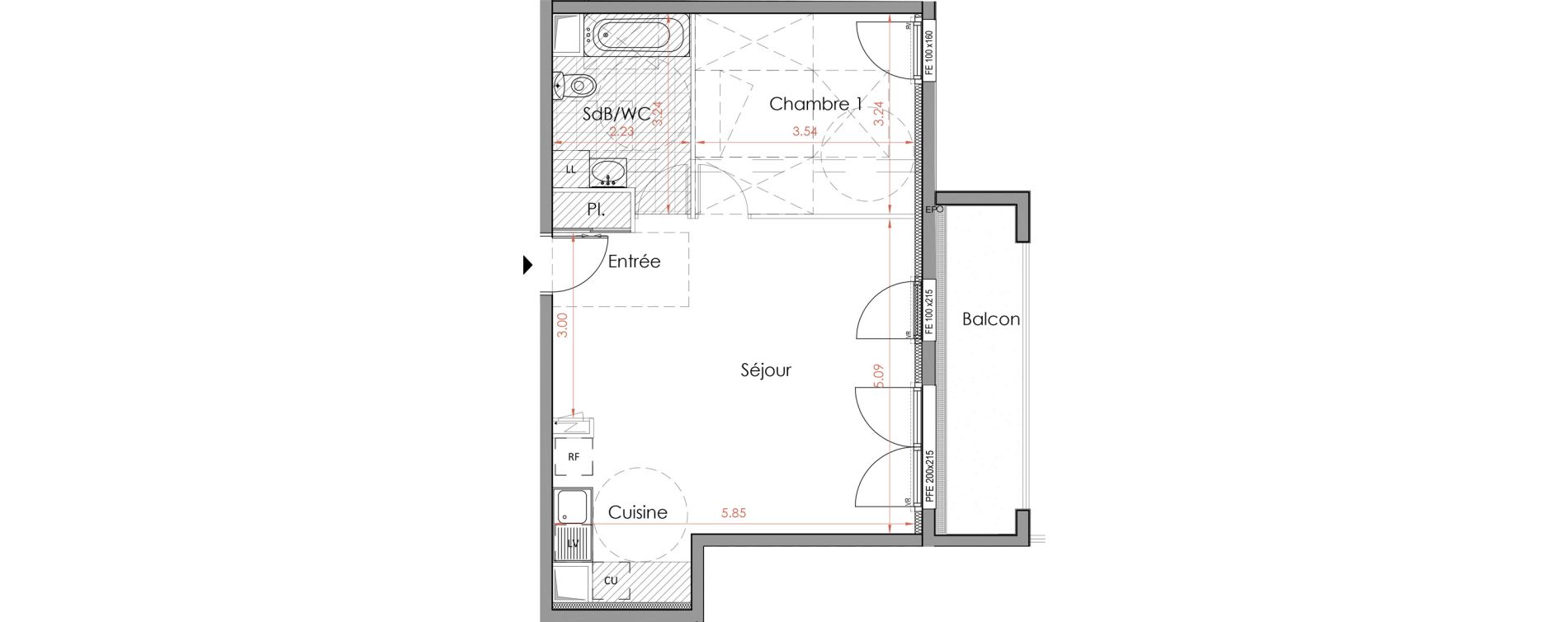 Appartement T2 de 49,99 m2 &agrave; Chartres Coteau d'aboville