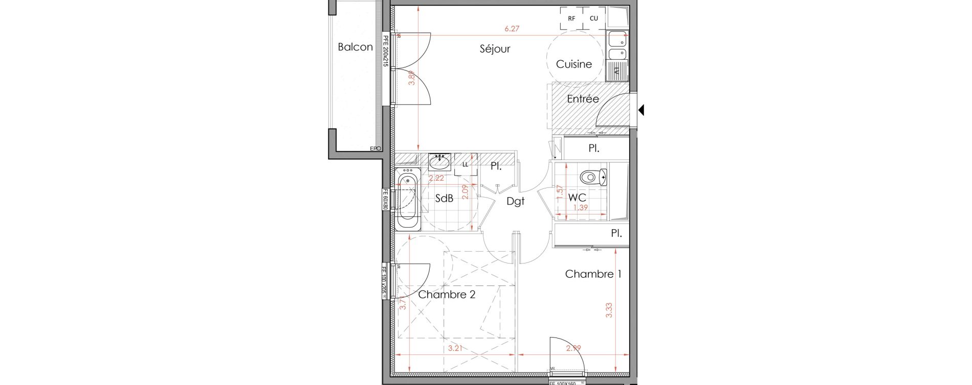 Appartement T3 de 58,28 m2 &agrave; Chartres Coteau d'aboville