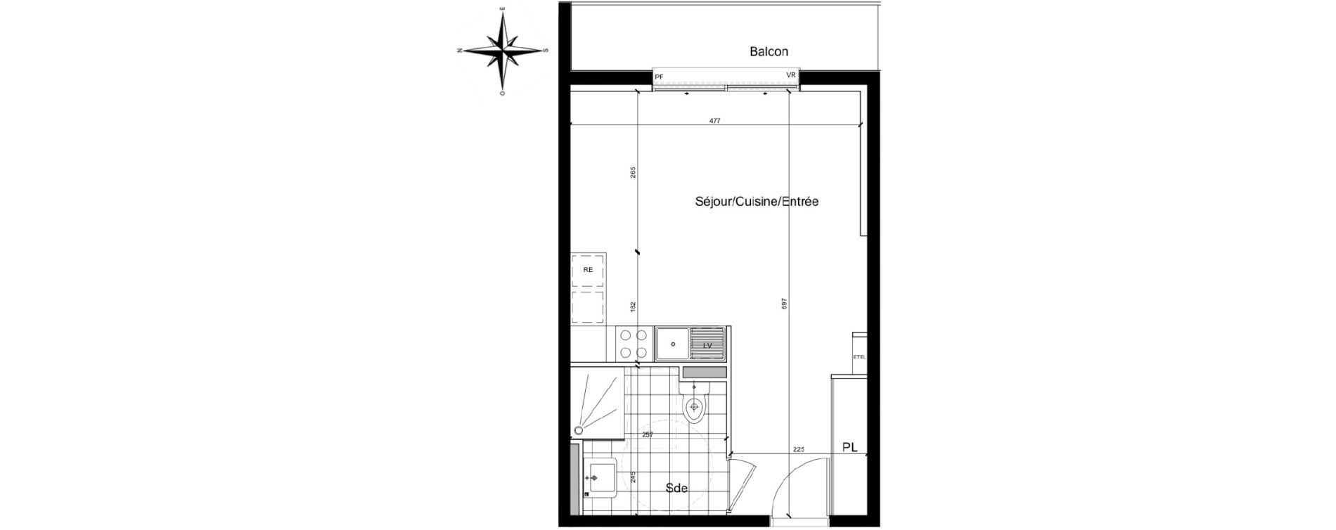 Appartement T1 de 32,92 m2 &agrave; Chartres Beaulieu - lavoisier - petits clos