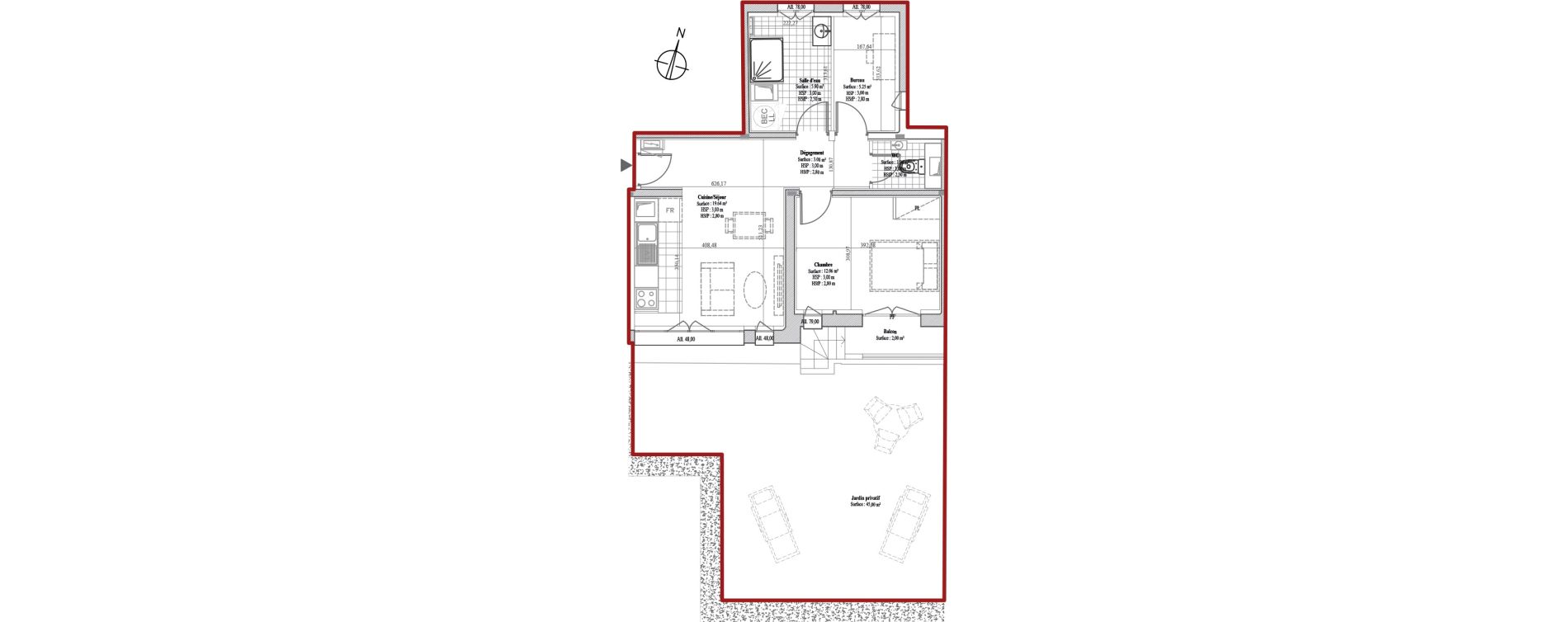 Appartement T2 de 47,77 m2 &agrave; Dreux Bois de la muette