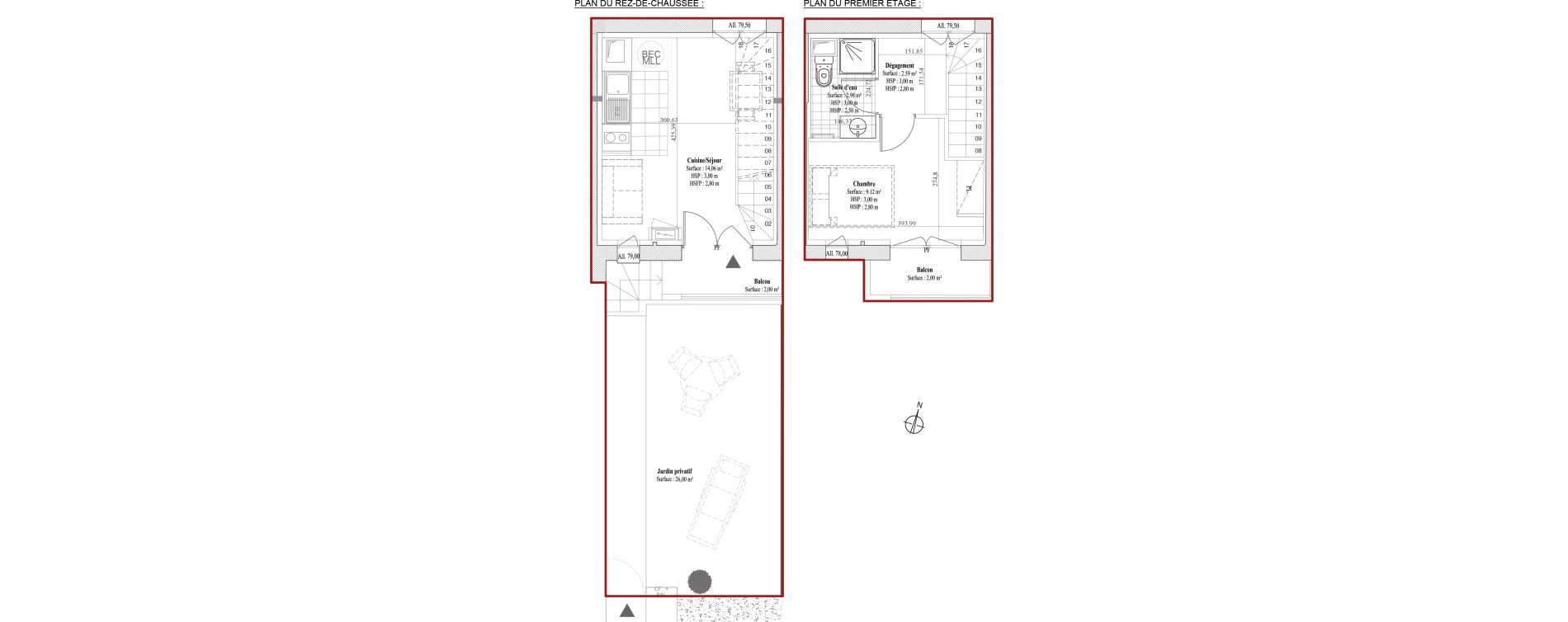 Duplex T2 de 28,75 m2 &agrave; Dreux Bois de la muette