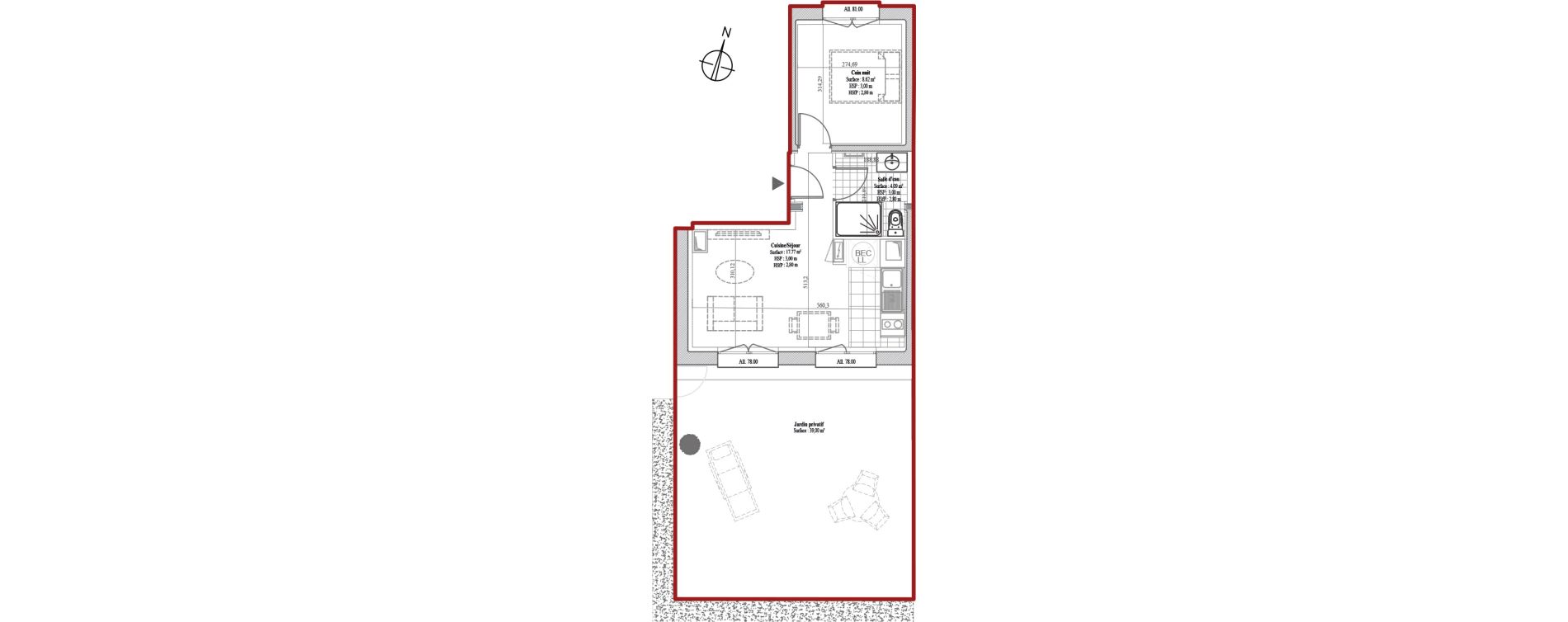 Appartement T1 de 30,48 m2 &agrave; Dreux Bois de la muette