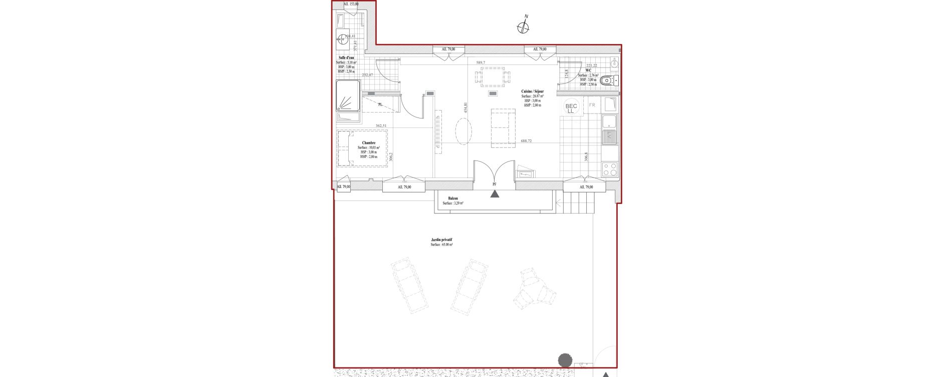 Appartement T2 de 46,84 m2 &agrave; Dreux Bois de la muette