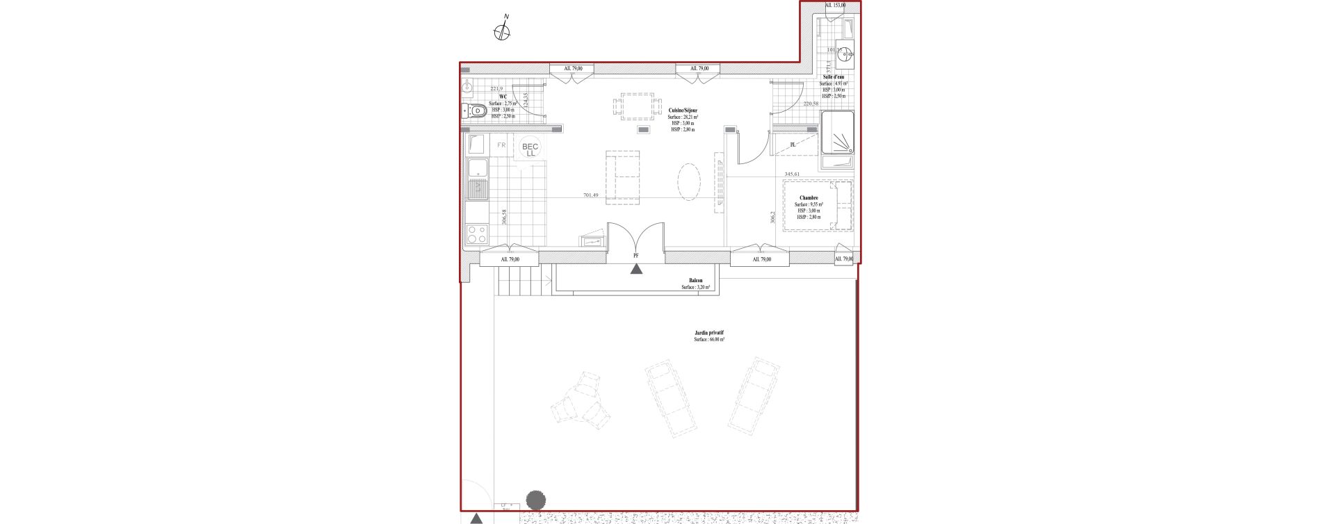 Appartement T2 de 45,44 m2 &agrave; Dreux Bois de la muette
