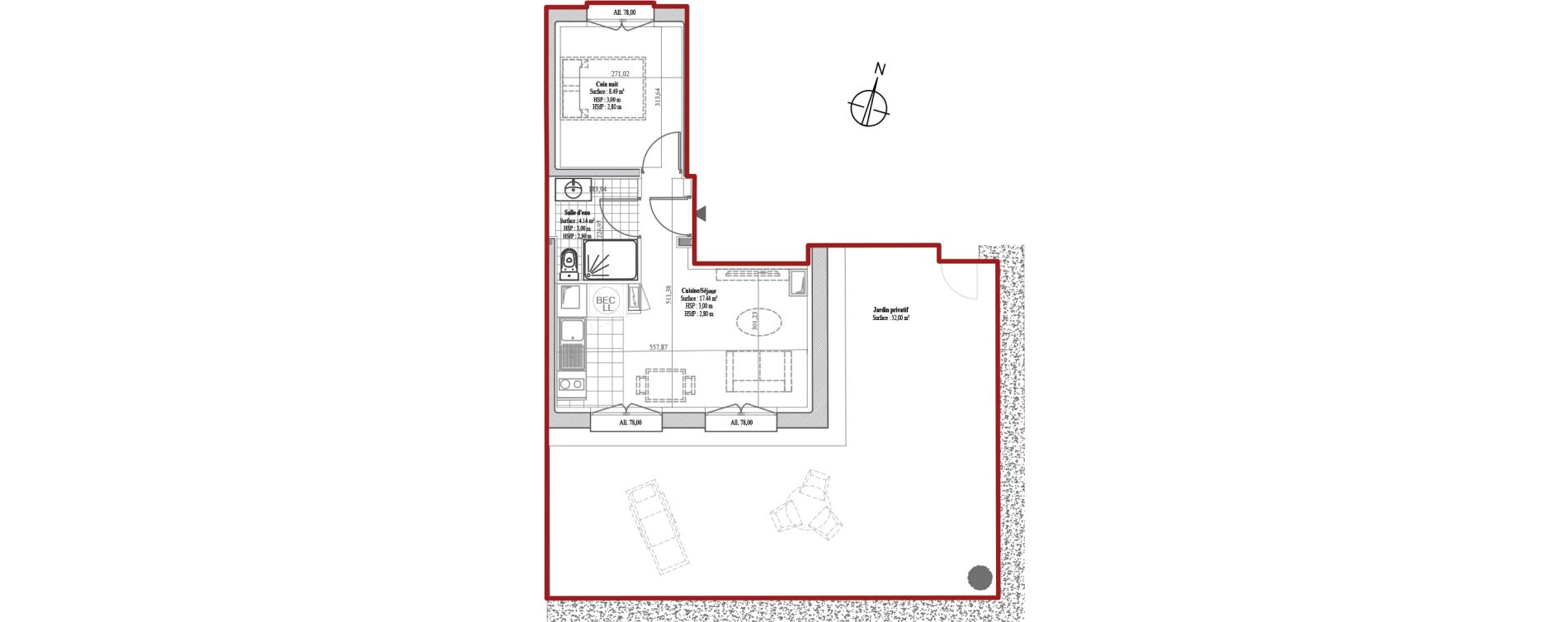 Appartement T1 de 30,07 m2 &agrave; Dreux Bois de la muette