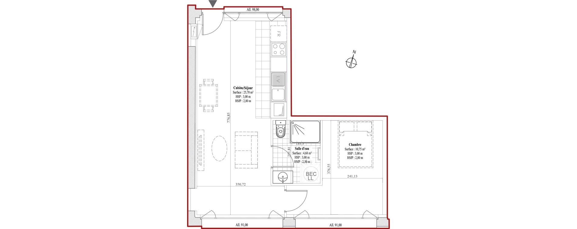 Appartement T2 de 41,13 m2 &agrave; Dreux Bois de la muette