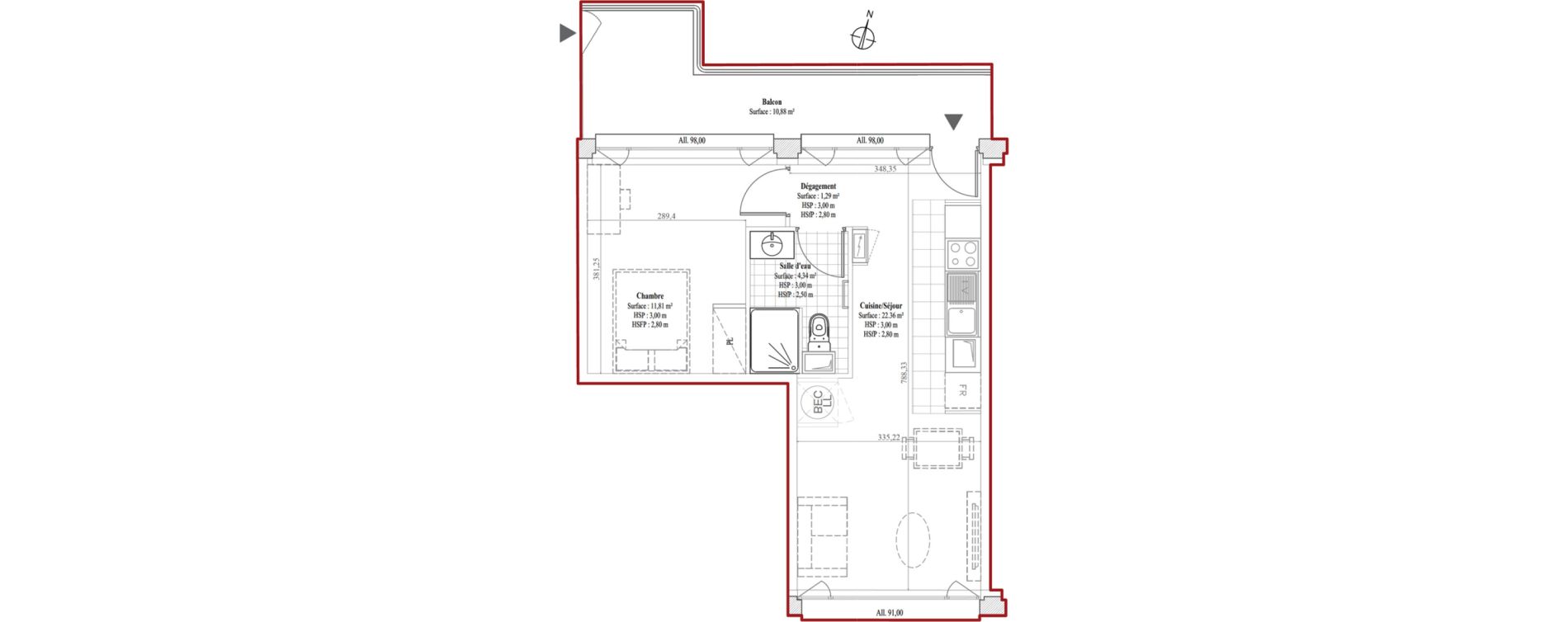 Appartement T2 de 39,80 m2 &agrave; Dreux Bois de la muette