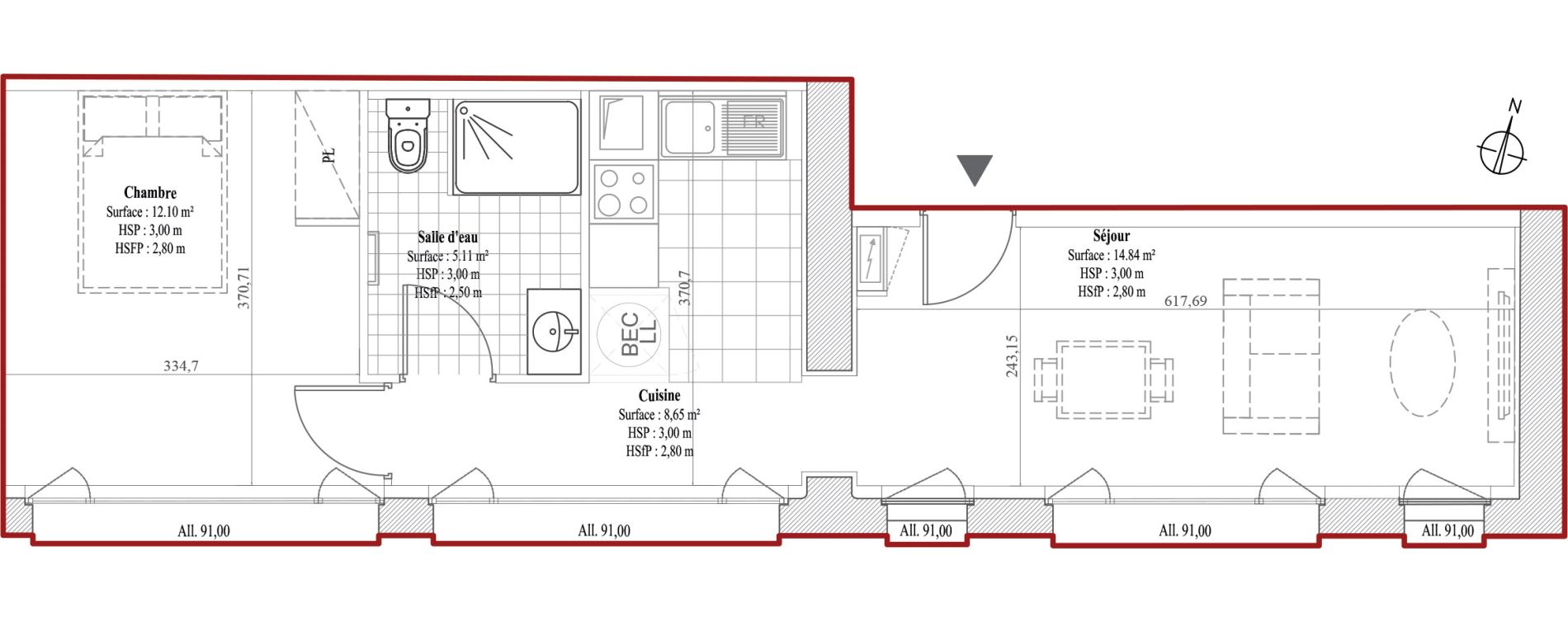 Appartement T2 de 40,70 m2 &agrave; Dreux Bois de la muette