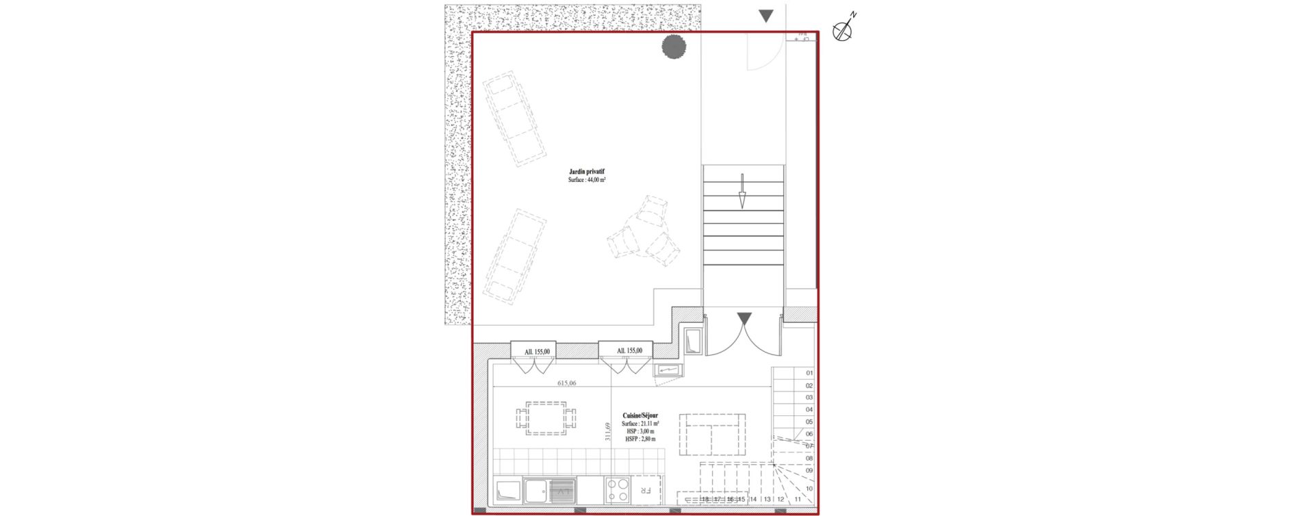 Duplex T2 de 41,24 m2 &agrave; Dreux Bois de la muette