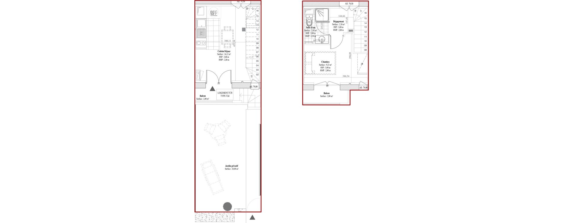 Appartement T2 de 28,40 m2 &agrave; Dreux Bois de la muette