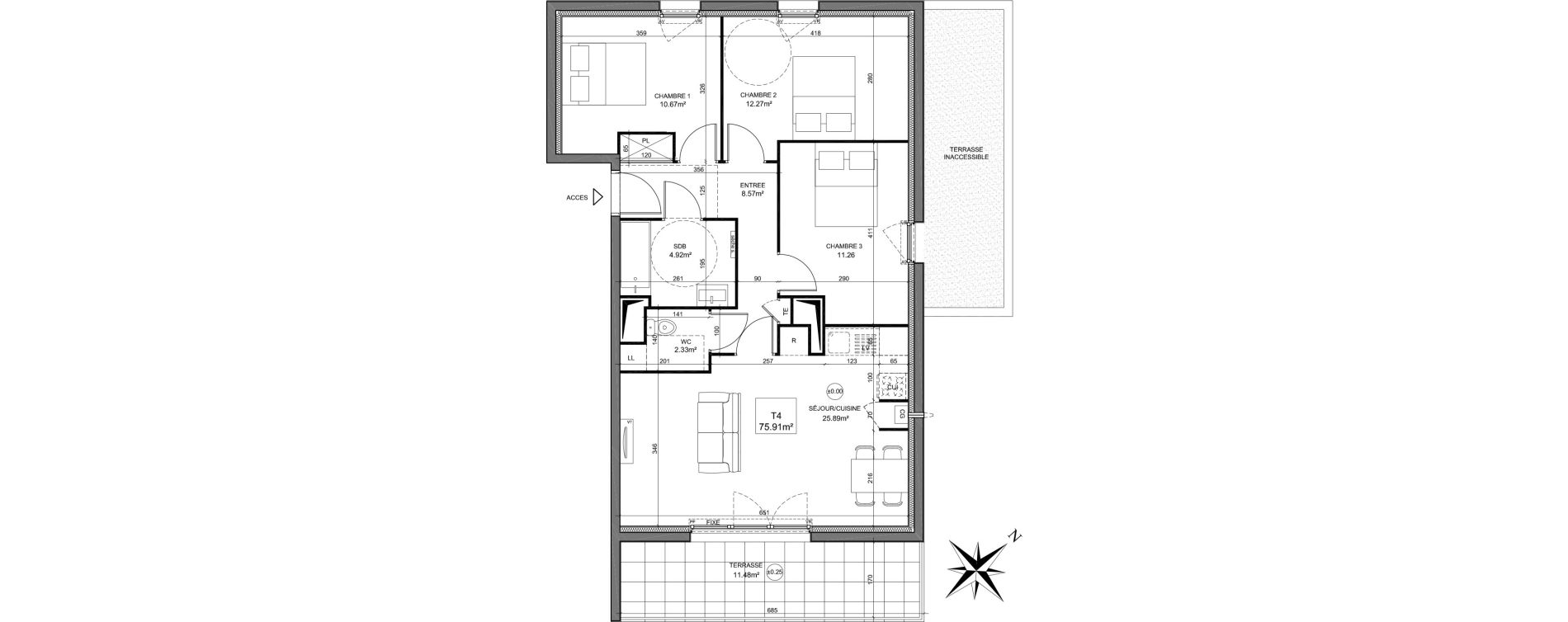 Appartement T4 de 75,91 m2 &agrave; Dreux Zac du square