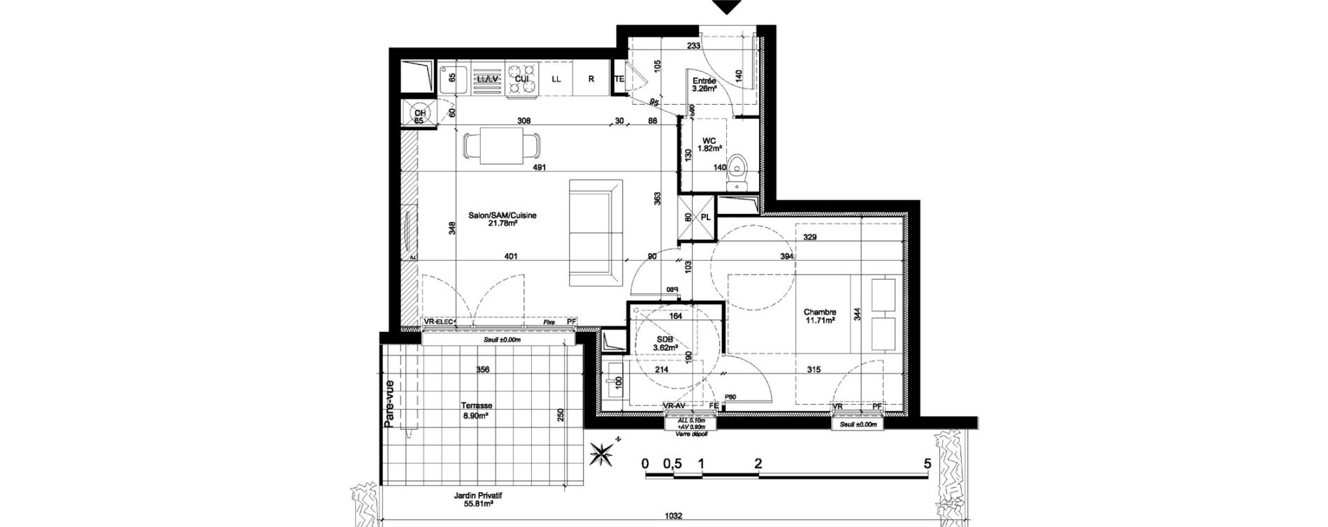 Appartement T2 de 42,19 m2 à Dreux Centre