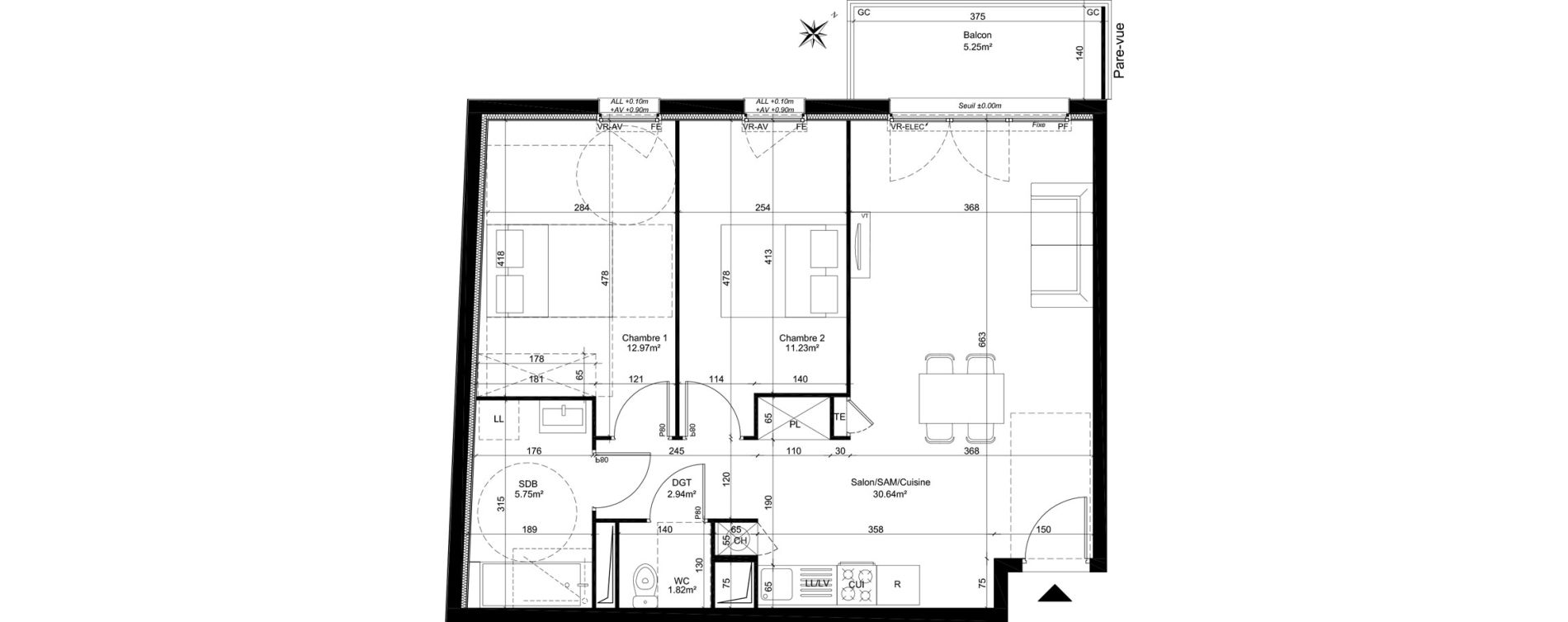 Appartement T3 de 65,35 m2 &agrave; Dreux Centre