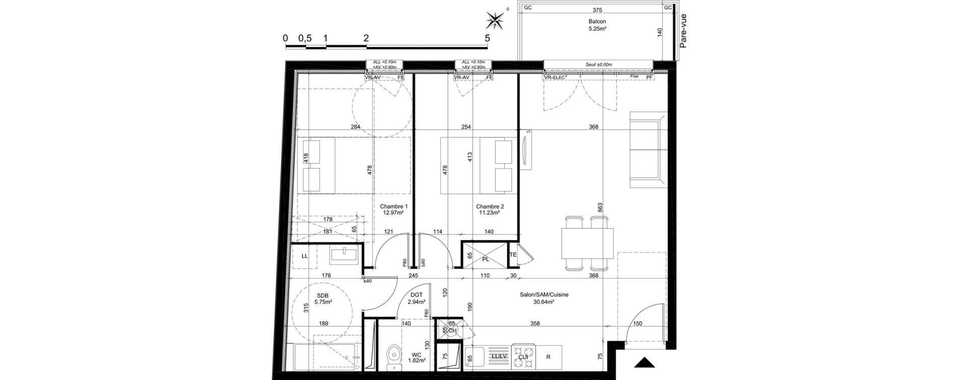 Appartement T3 de 65,35 m2 à Dreux Centre