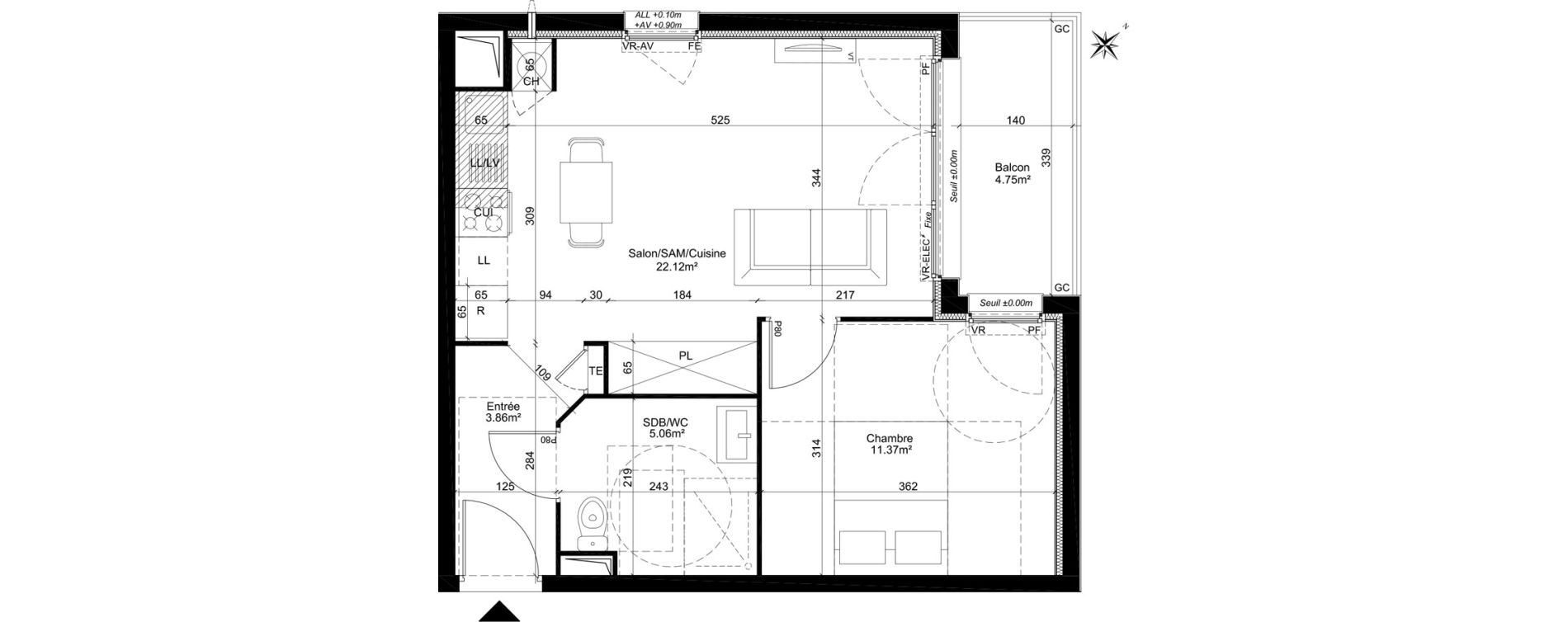 Appartement T2 de 42,41 m2 &agrave; Dreux Centre