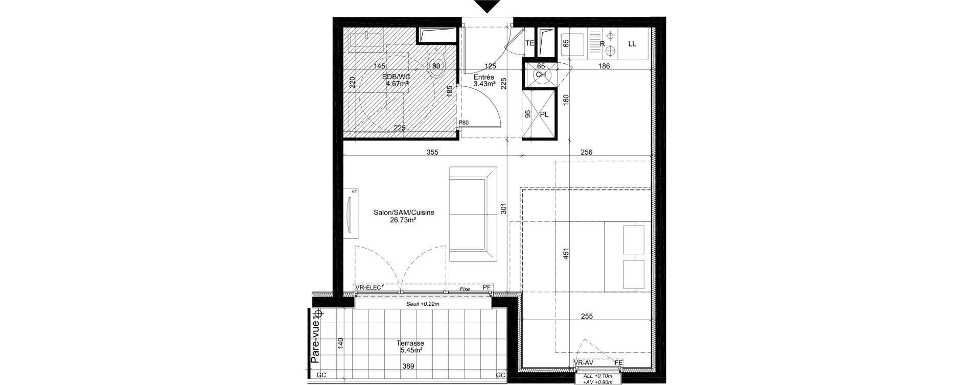 Appartement T1 de 34,83 m2 &agrave; Dreux Centre