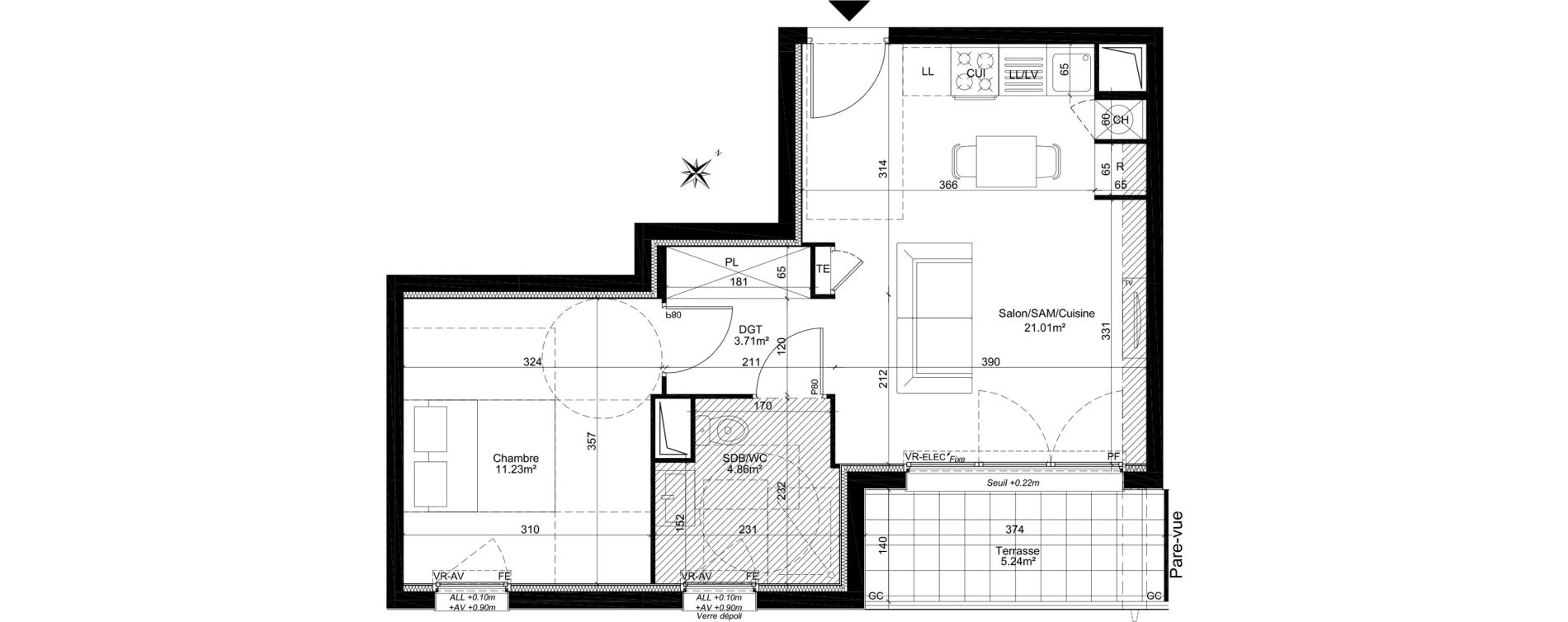 Appartement T2 de 40,81 m2 à Dreux Centre