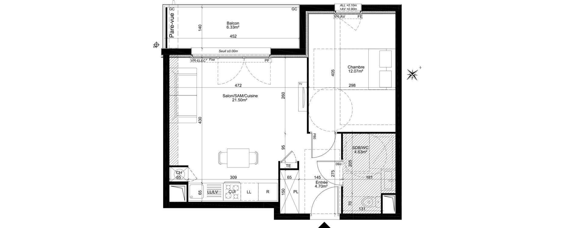 Appartement T2 de 42,90 m2 à Dreux Centre