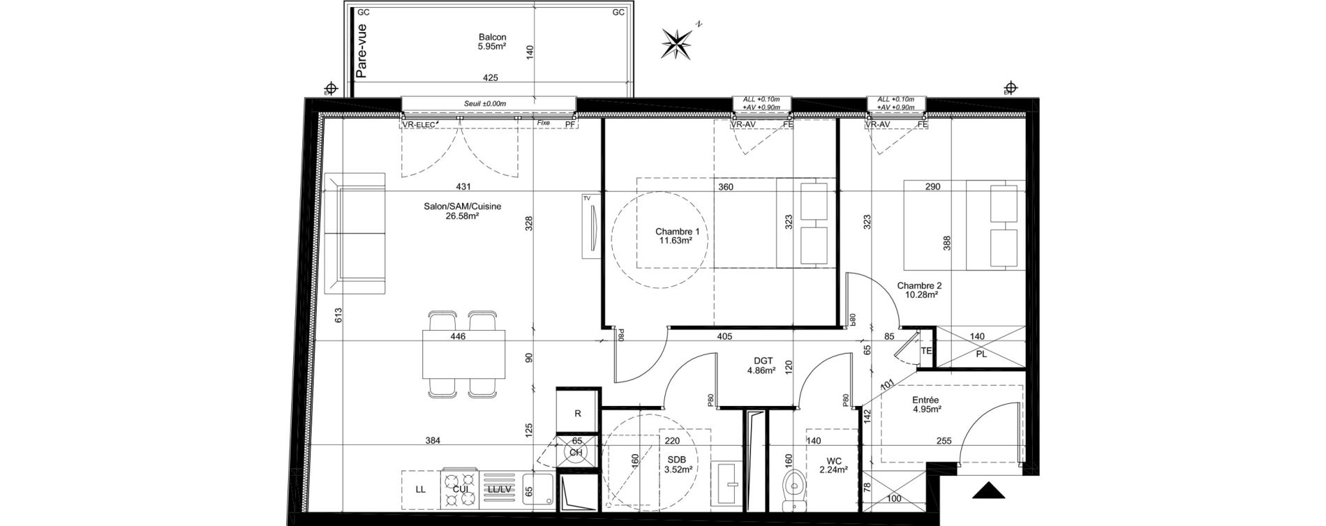 Appartement T3 de 64,06 m2 &agrave; Dreux Centre